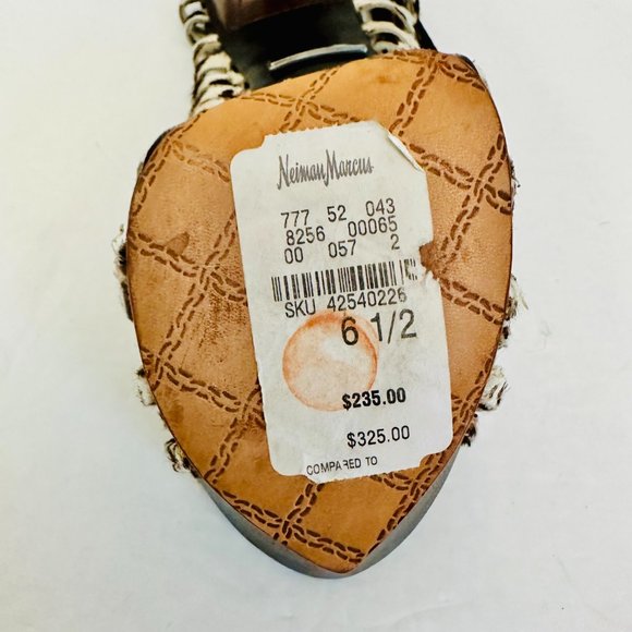 L.A.M.B. LAMB STRAPPY SLINGBACK LEATHER AND FUR STILLETO HIGH HEELS - Picture 10 of 10